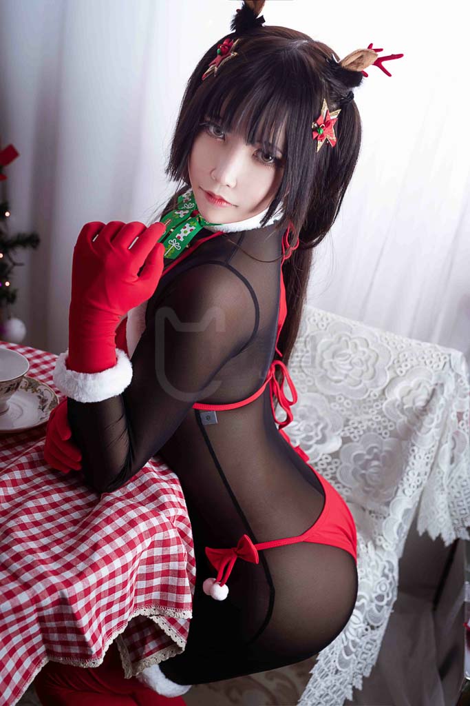 Coser@抱走莫子aa Vol.11 连体黑丝圣诞比基尼-倩图社
